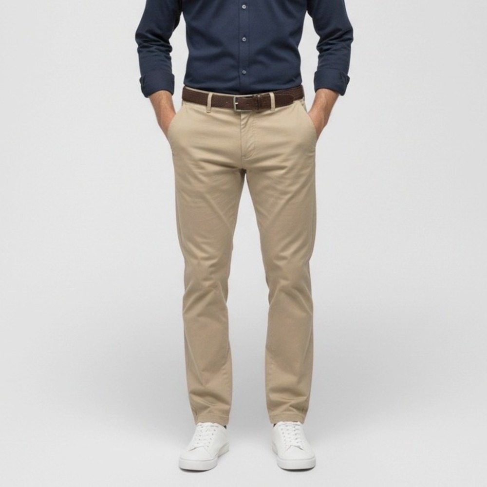 Calvin Klein Jeans Mens Khaki Chino Pants Straight Fit Cotton Casual Size 36x30